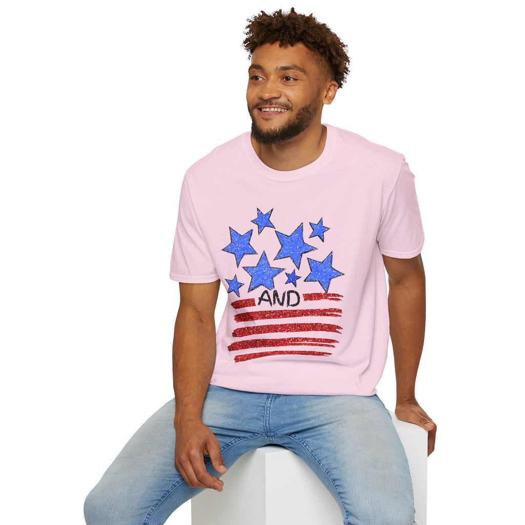 American Flag T-Shirt - Blue Stars & Stripes Patriotic Tee