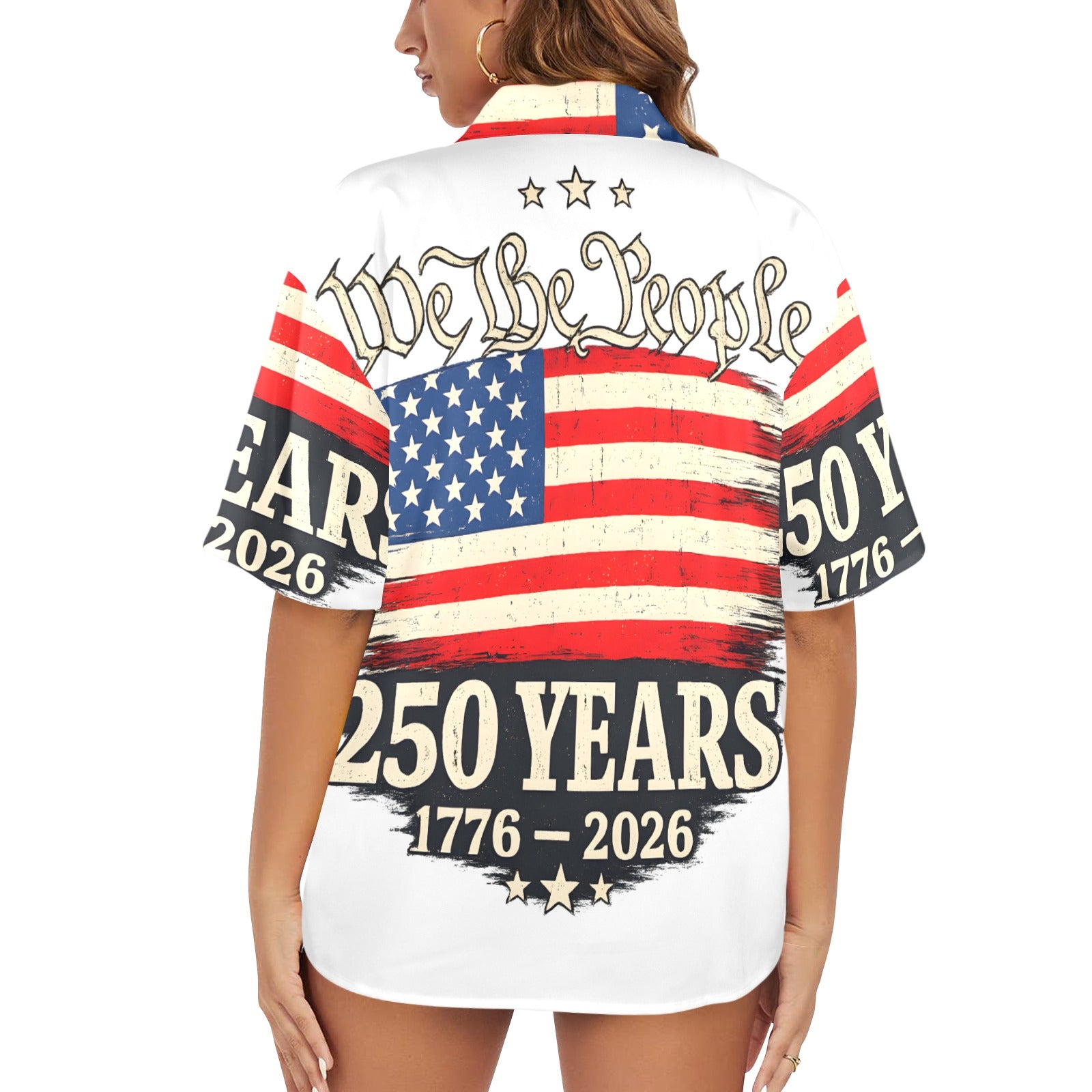 4th of July We The People 250 Years Celebration  Women's All Over Print  Shirt （Made in USA，Ships to USA Only）Free Shipping