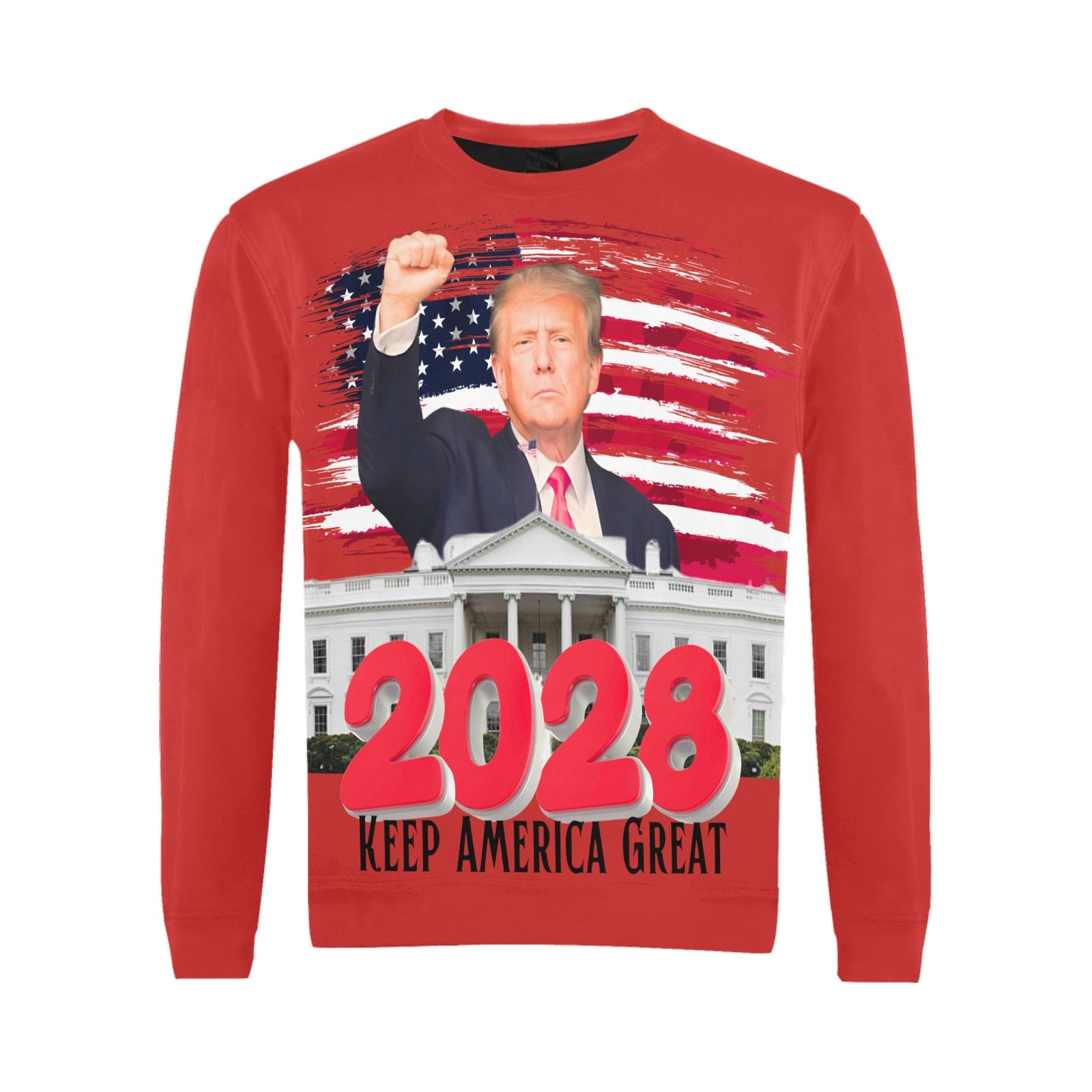 Keep America Great Trump 2028 Men's crew neck sweatshirt Free Shipping in the USA