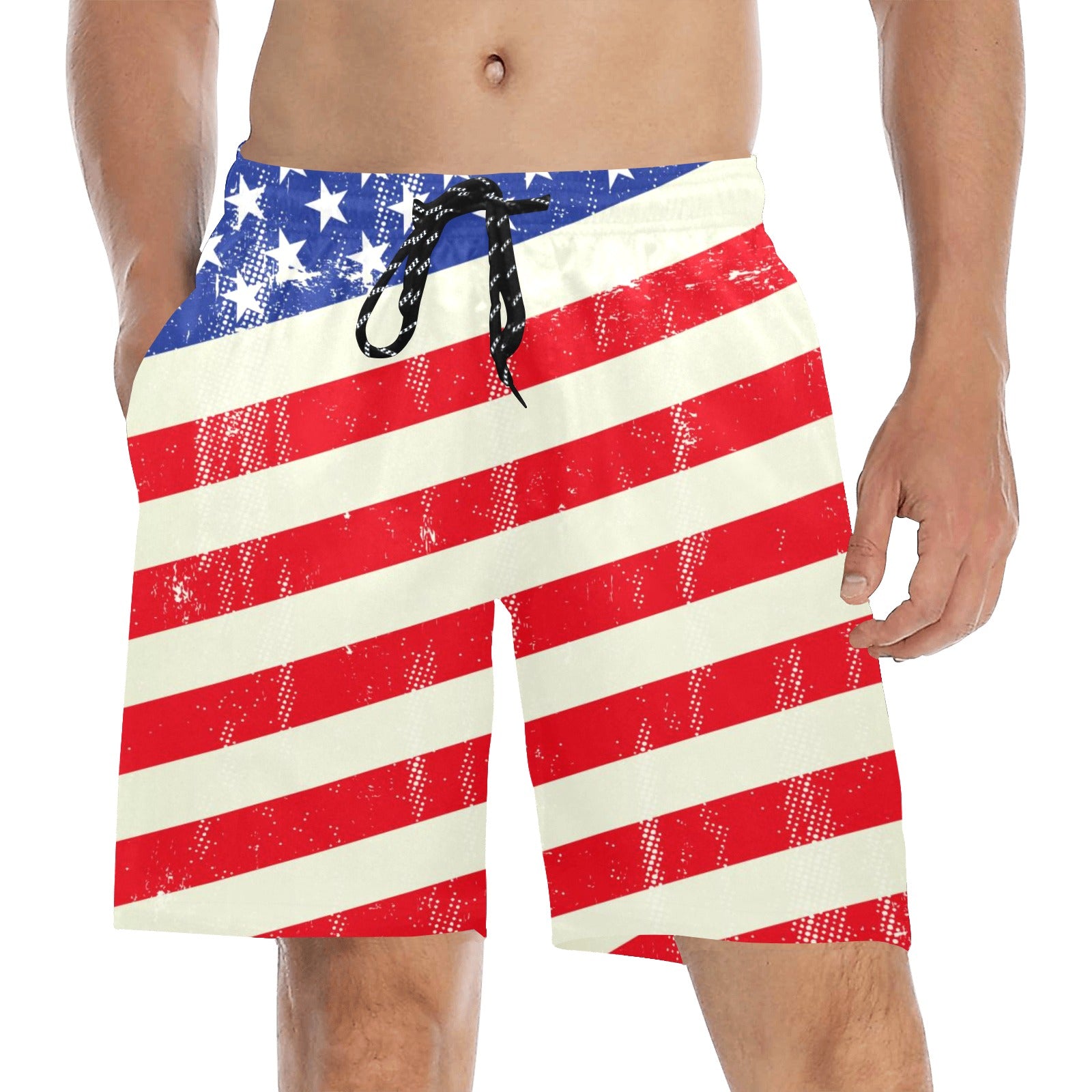 American Flag Men's Mid-Length Beach Shorts