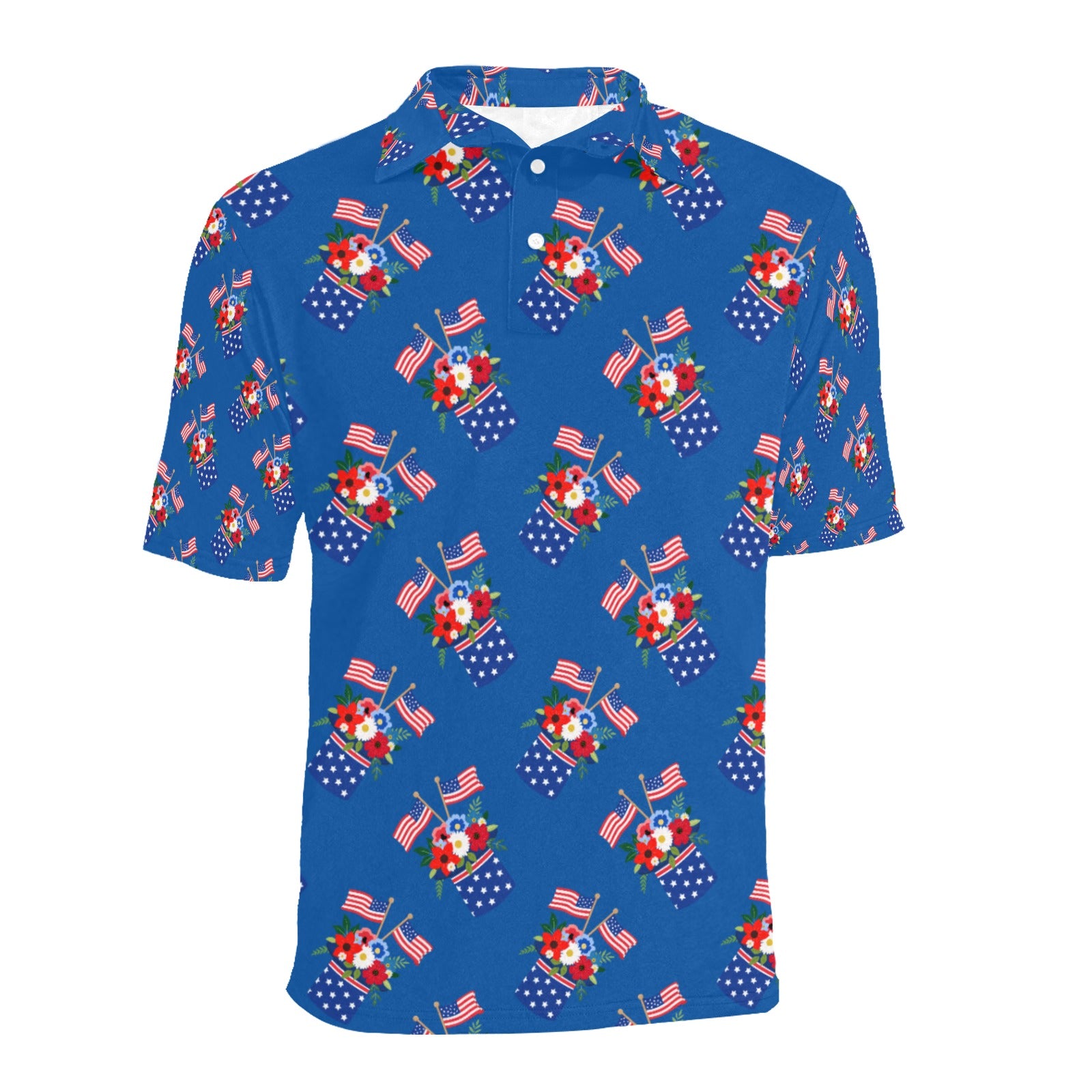 Red White Blue Celebration Men's All Over Print Polo Shirt Free Shipping USA