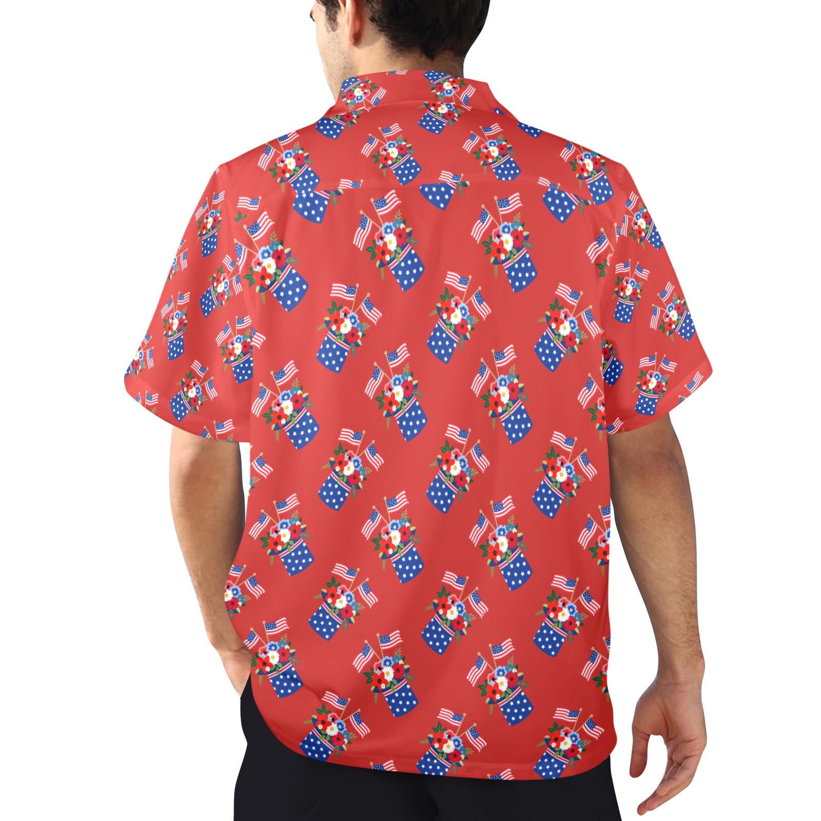 Red White Blue Celebration Men's All Over Print Shirt Made In USA Ships to USA Only Free Shipping