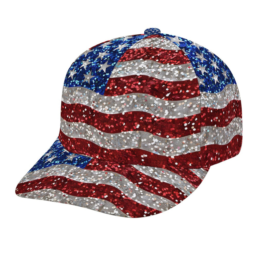 Stars and Strips Glittered Baseball Cap