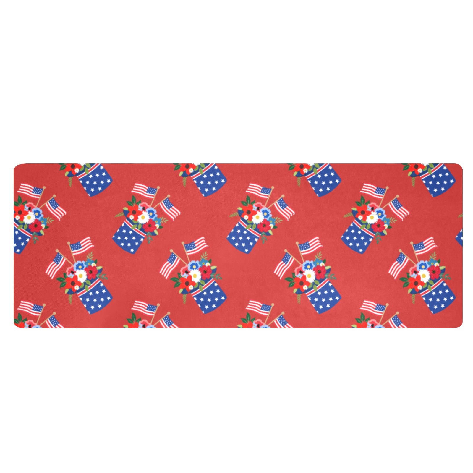 Red White Blue Celebration Kitchen Mat 48"x17" (Made In USA) Free Shipping in USA