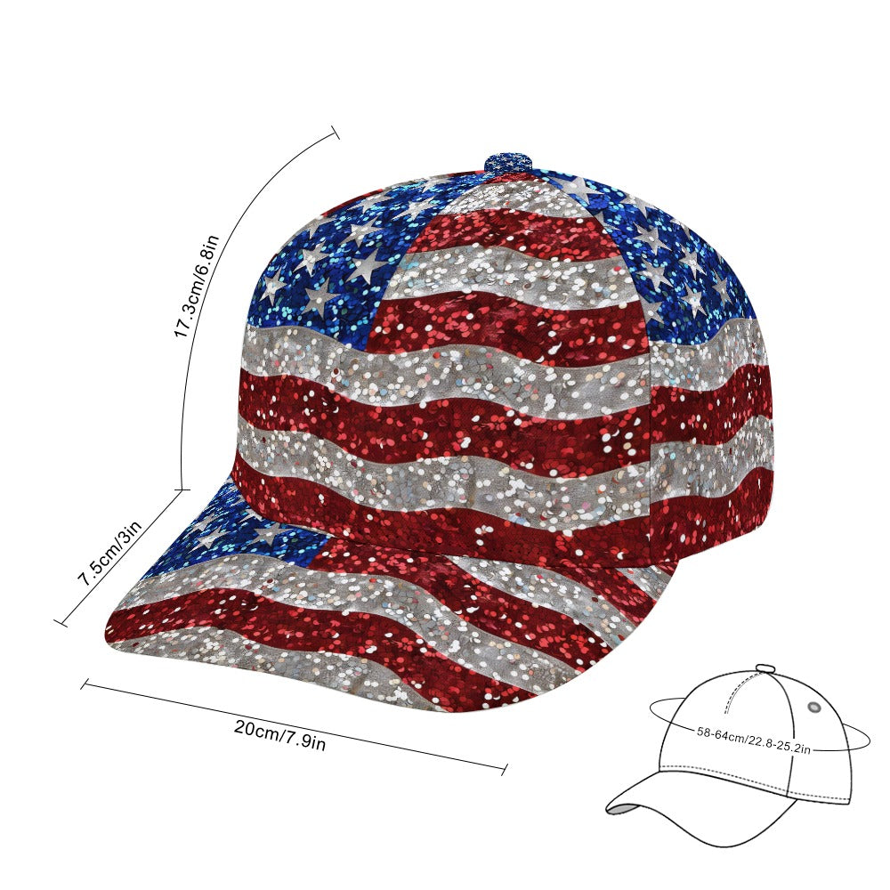 Stars and Strips Glittered Baseball Cap