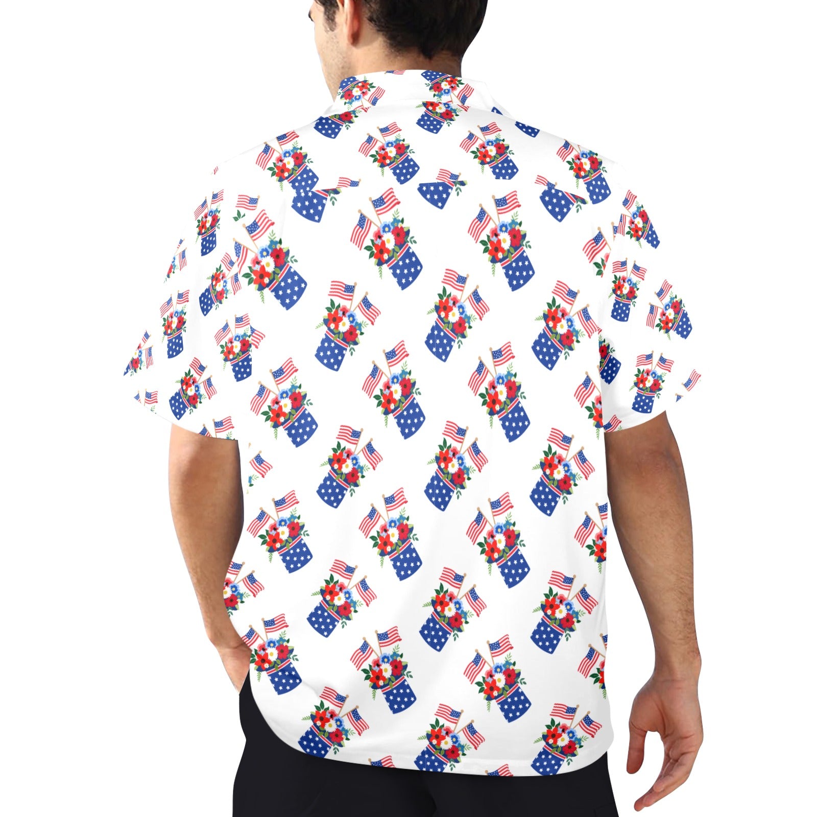 Red White Blue Celebration Men's All Over Print Shirt Made In USA Ships to USA Only Free Shipping